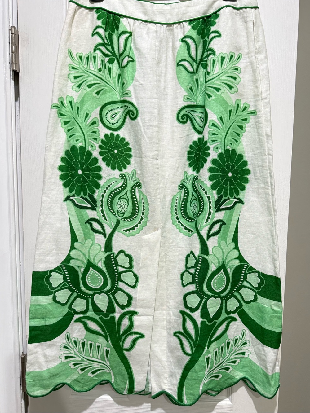 FARM Rio White Skirt with Green Floral Print - Asymmetrical